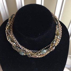 Multi Strand Chains and Beads Choker Necklace